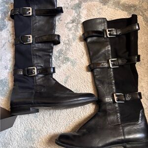 Calvin Klein Black Leather Buckle Boots